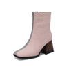 Krazing Pot Polyurethane Autumn Winter Shoes 47 Size 48 Chelsea Boots Gingham Prints Square Toe Plus Size Keep Warm Ankle Boots