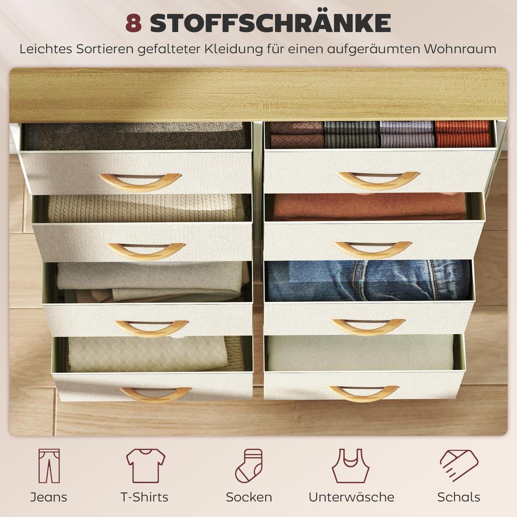 Chest of Eight Fabric Drawers - Beige