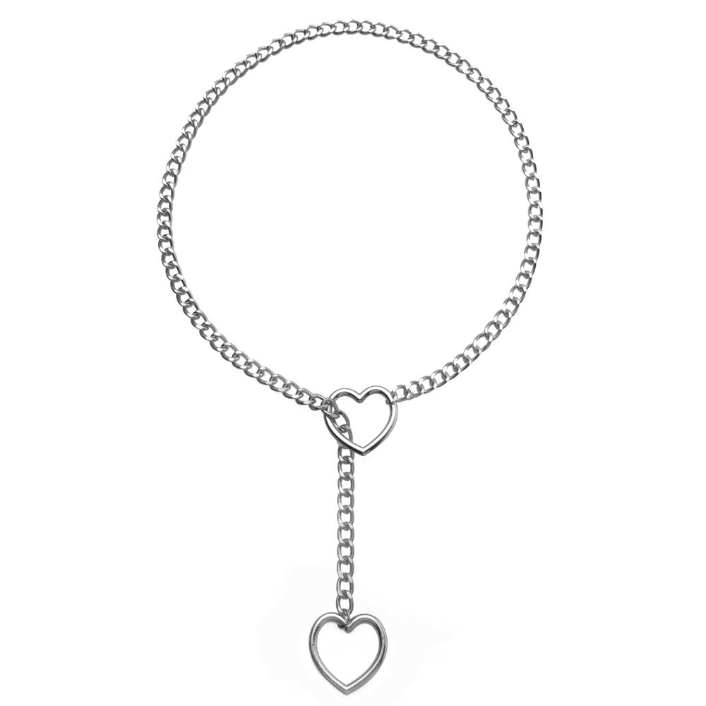 Heart Slip Chain Necklace For Women Punk Rock Love Chain Choker Necklace Gifts Adjustable Goth Jewelry