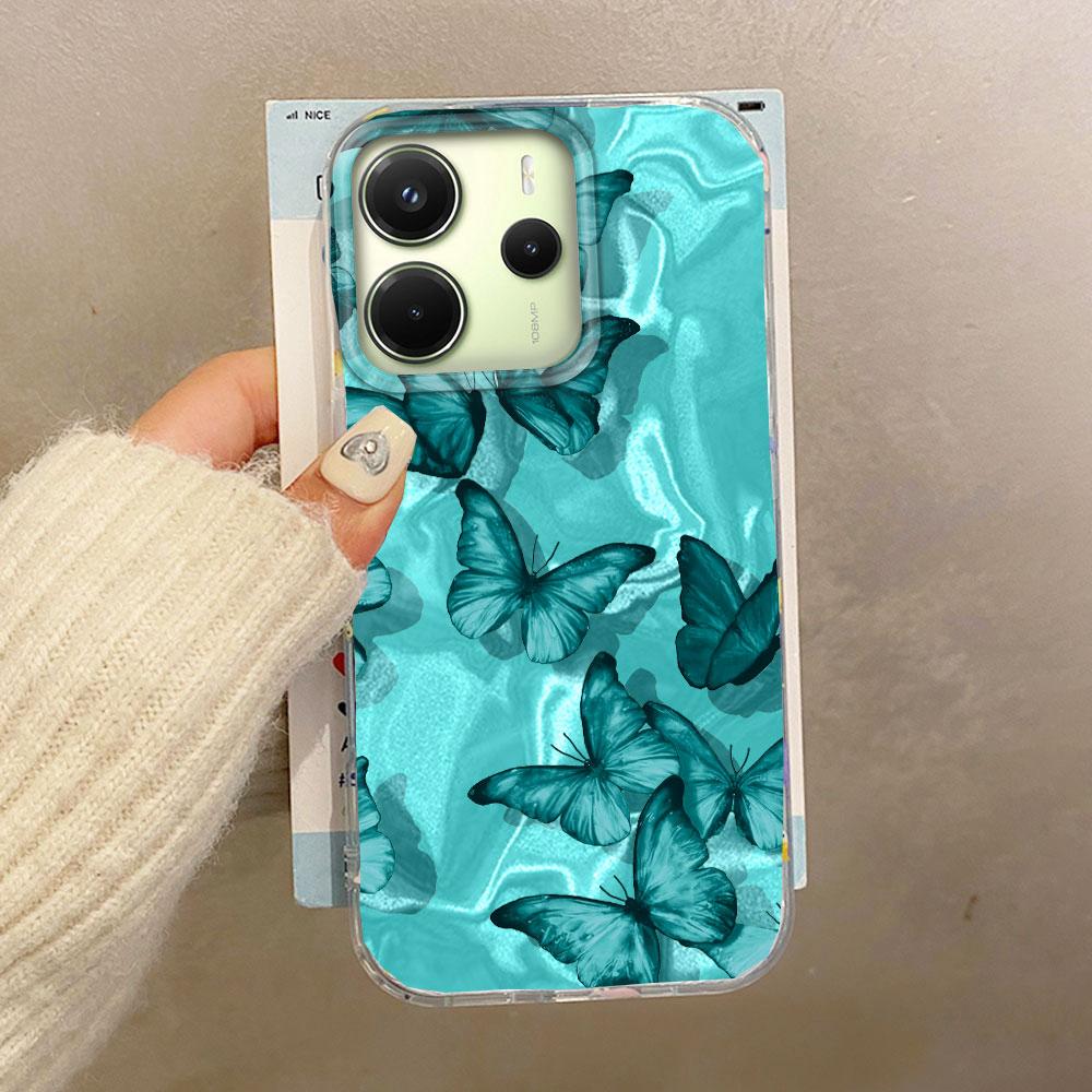 Lila Schmetterling Wasserwellen Textur Handyhülle für Xiaomi Redmi 13C A5 Note 13 14 13T 14T Pro Poco C71 Hülle Silikon Taschen Abdeckung