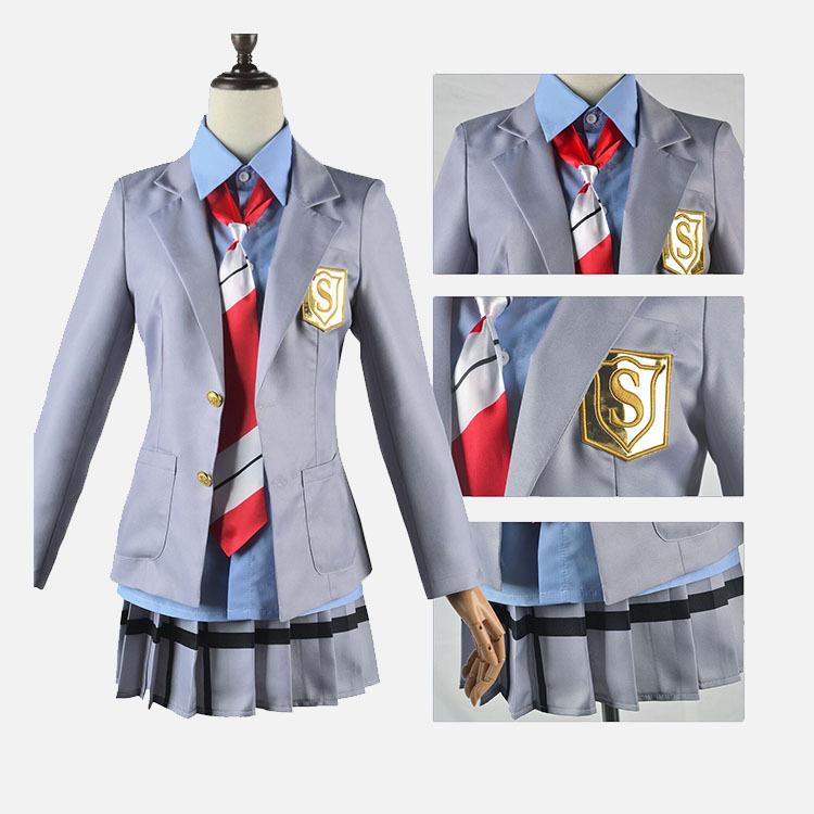 Anime Your Lie In April Miyazono Kaori Cosplay Kostüme Arima Kousei Synthetische Perücken Hosen Mantel Jacke Rock Schuluniform Mädchen