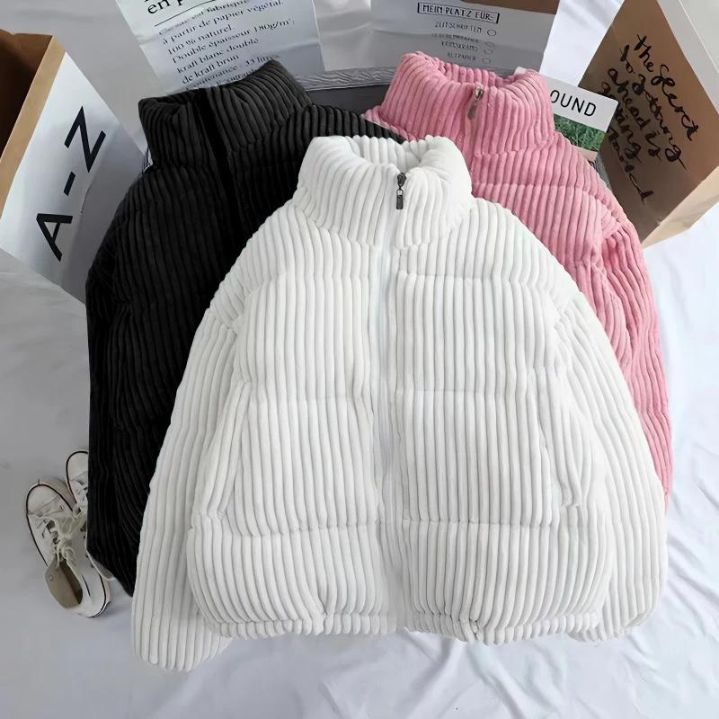 Winter Corduroy Short Cotton Jacket for Female Students Loose Thickened Warm Cotton Jacket for Coat Cotton Jacket