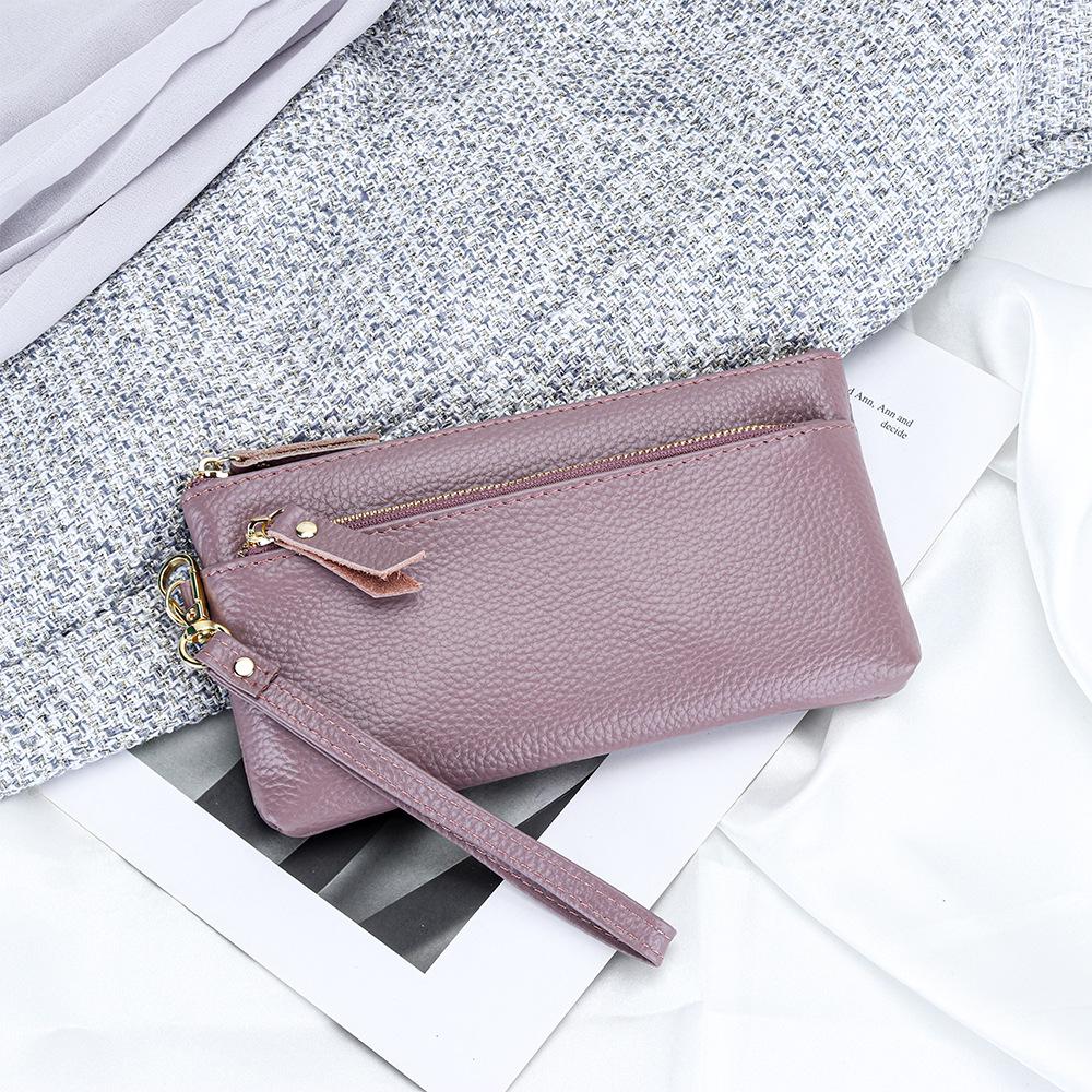 Women's Large Capacity Cowhide Clutch Wallet with Phone Storage
