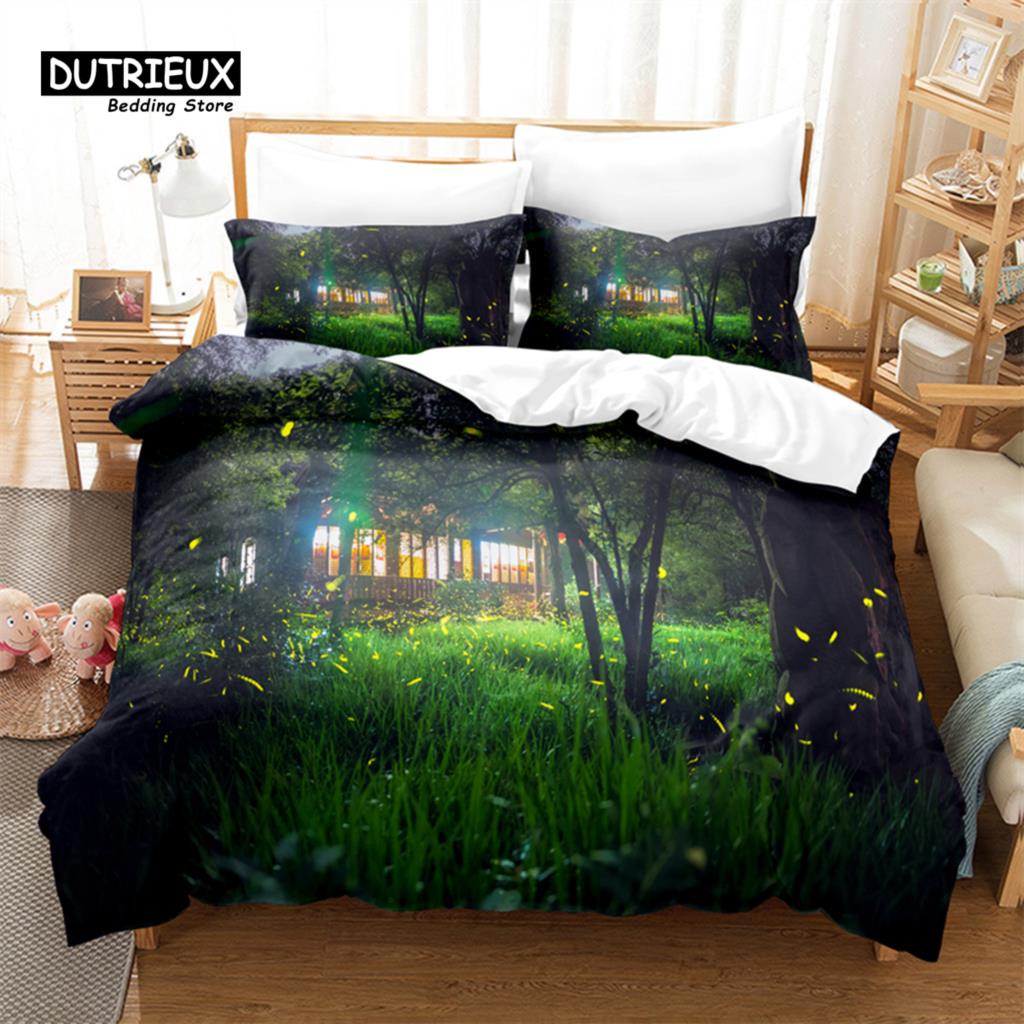 Cactus and Woods Duvet Cover Set, Fashion Bedding Set, Soft Comfortable Breathable Duvet Cover, For Bedroom Guest Room Decor