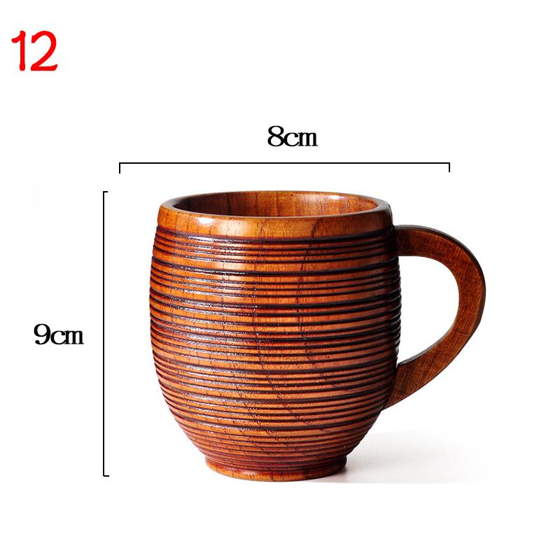 Wooden Cup Wood Coffee Tea Beer Juice Milk Water Mug Coffee Beer Mug with Wood Handle Retro Office Kitchen Drinkware Accessories