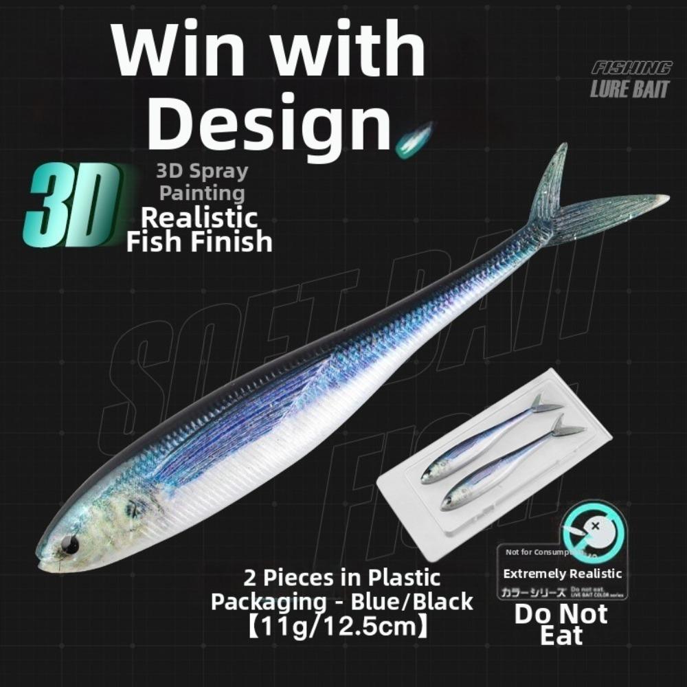 3D Design Soft Fishing Lure 11g Weight Scissor Tail Bait Live Painting Fishing Lure Sea Fishing