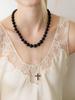 Love Me Monster [Silver] Bold Cubic Cross Necklace_2Col (L261Mnk110)