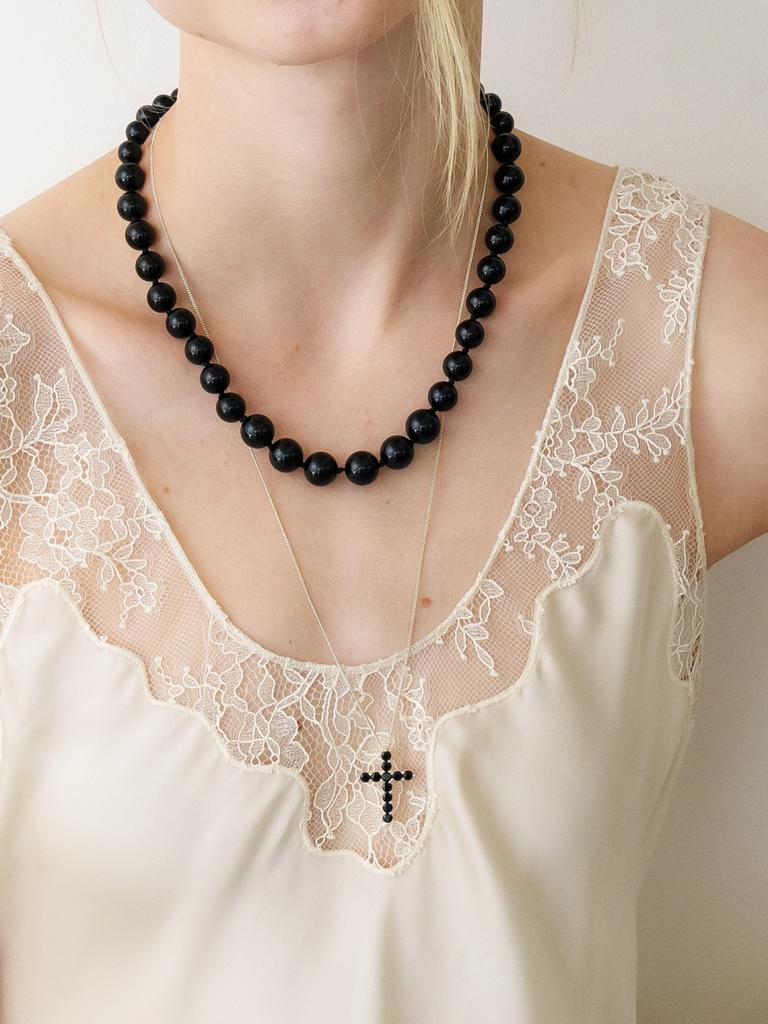 Love Me Monster [Silver] Bold Cubic Cross Necklace_2Col (L261Mnk110)