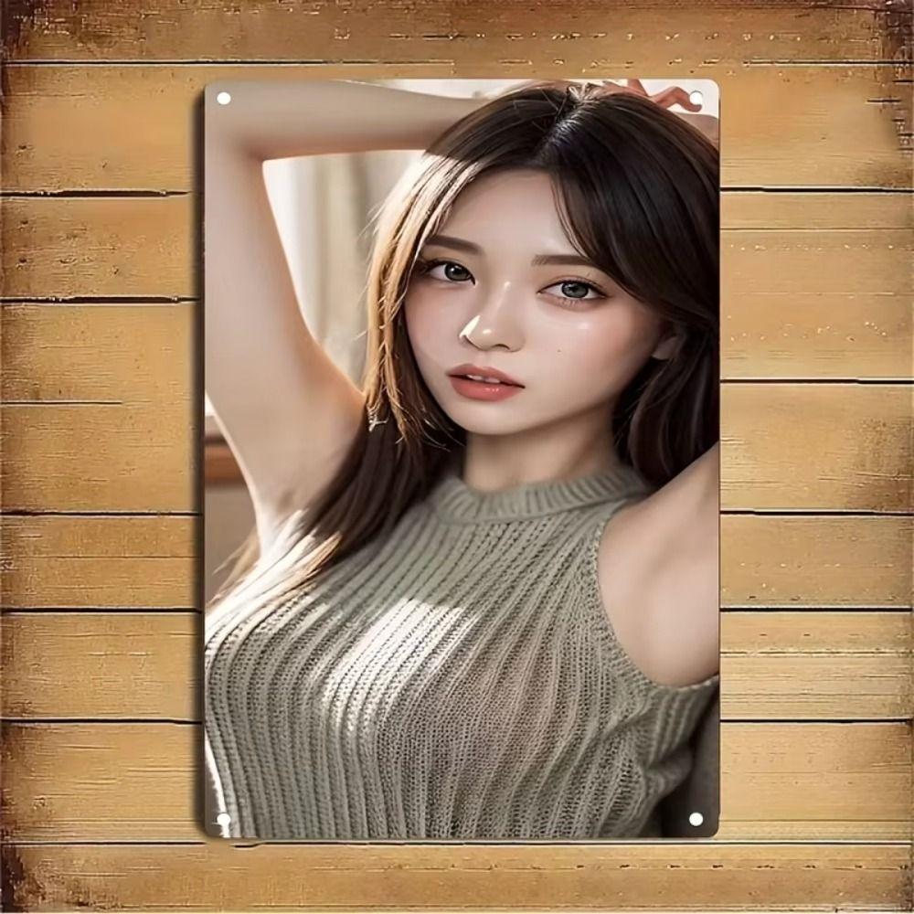 

Metal Sign Vintage Girl Green Sweater Room Decor Wall Art 20x30 cm