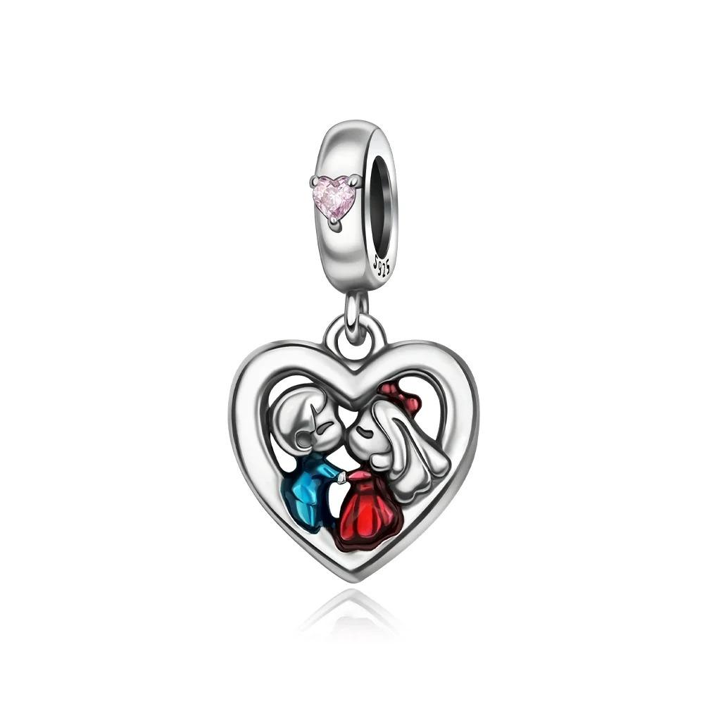 Nuovi Charm Ciondoli Cuore Rosa in Argento 925 per Bracciale Collana Gioielli Fai da Te Regalo di San Valentino per Lei
