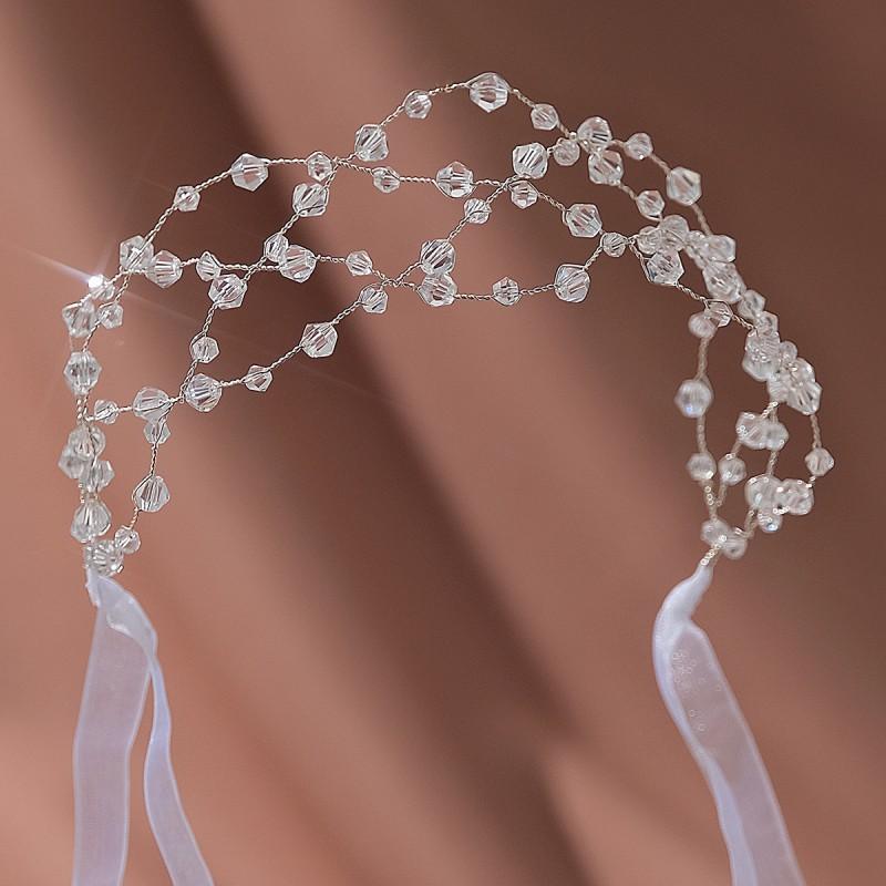Minority Ethnic Style Mesh Hair Band Women s Hand-knitted Rhinestones Pearl Headband Seaside Vacation Accessories Photo Bride Headbands