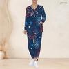 Women Plus Size V Neck Long Sleeve Scrub Set Modern Geometric Line Triangle Abstract Print Nurse Uniform Set