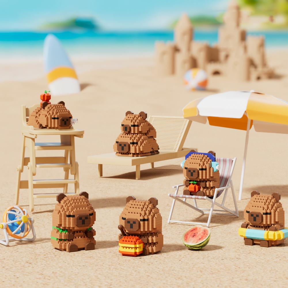 Miniso Capybara Puppe Spielzeug Mikropartikel Bausteine Lernspielzeug DIY Niedliche Cartoon Figur für Kinder Geburtstagsgeschenke