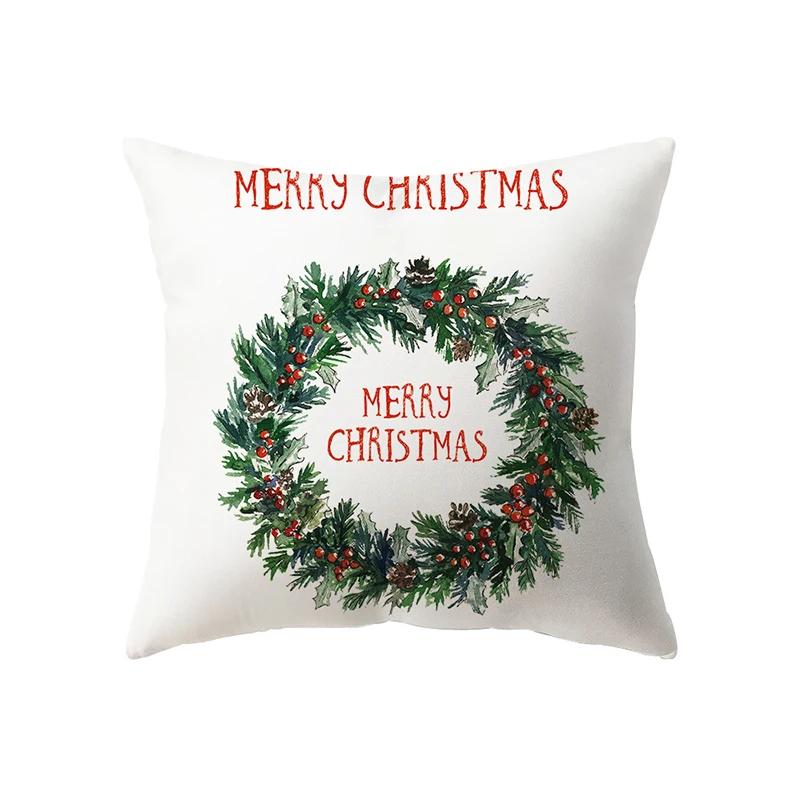Christmas Decoration Merry Print Pattern Cushion Cover Home Living Room Sofa Pillow