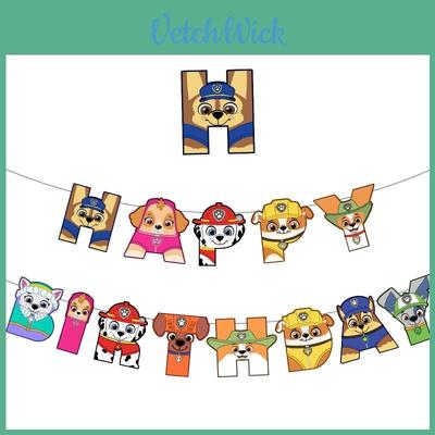 Colorful Paw Patrol Birthday Party Banners And Spirals Decorative Set For Kids