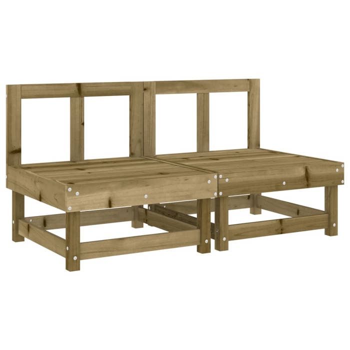 VidaXL Canapés Centraux de Jardin 2 pcs, Sièges avec Dossier, Meubles de Terrasse Patio Arrière-cour Balcon Extérieur, Bois 825407