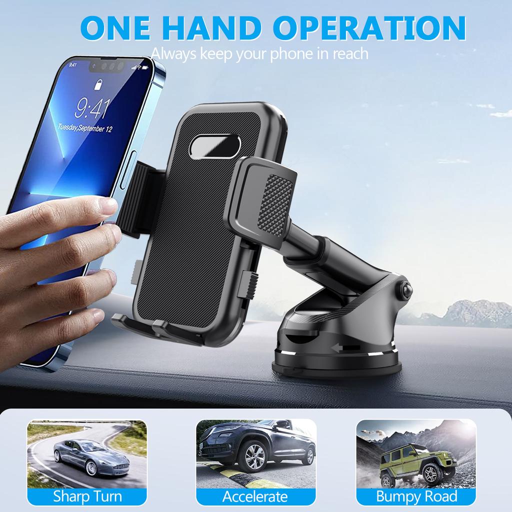 ML239 360 Degree Rotating Car Phone Mount with Telescopic Arm Suction Cup Base Cellphone Holder