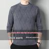 Men's Wool Jacquard Round Neck Sweater - Thickened for Autumn/Winter, Soft & Loose Fit.