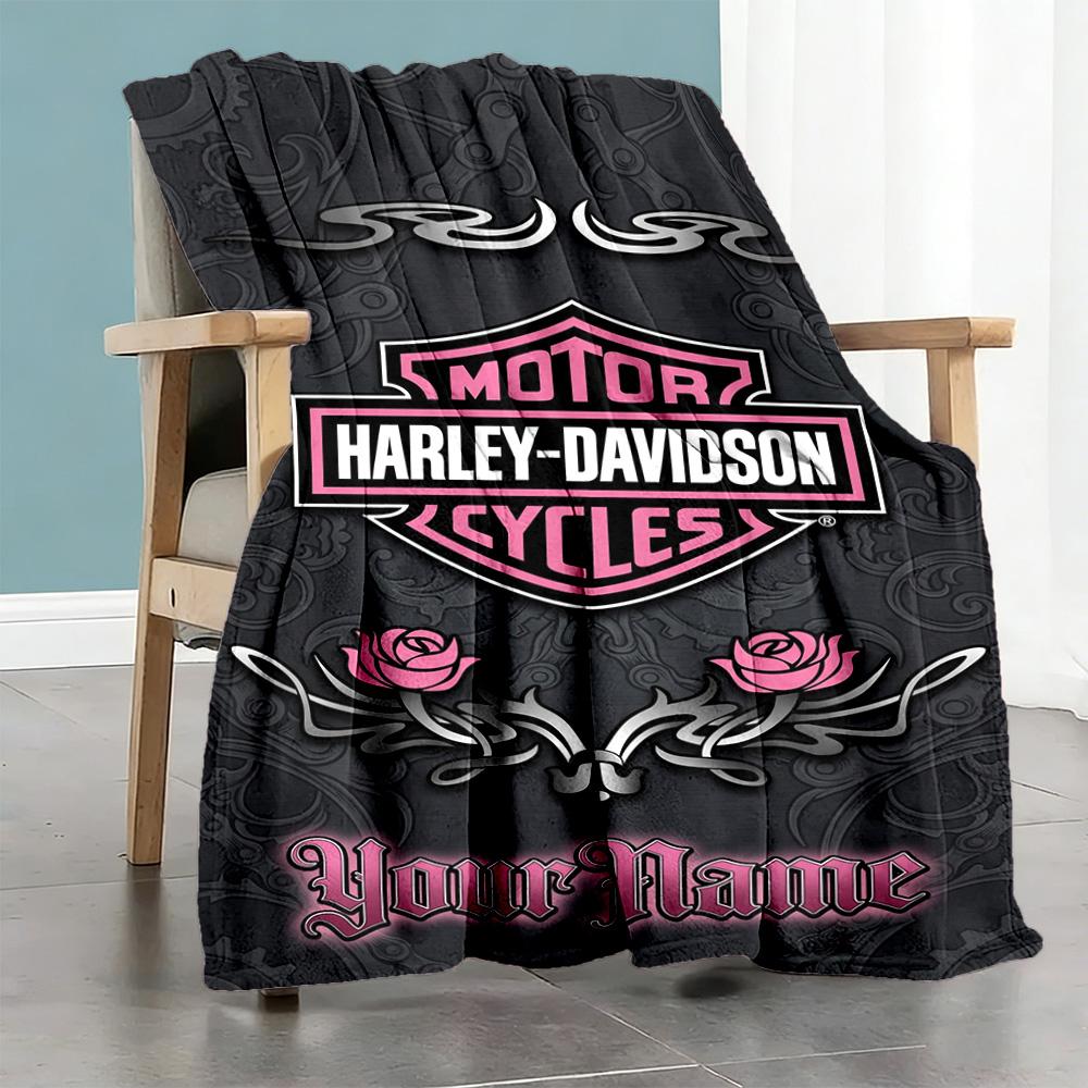 Harley-Davidson Motorräder Personalisierbare Textdecke Geschenk Personalisierbare Decke Ultra-Weich Geeignet für Strand-Nickerchen Stuhl Sofa Vier Jahreszeiten Mehrzweck
