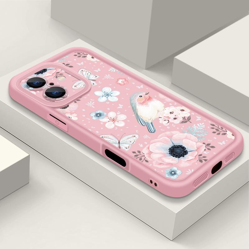 Flowers Pattern Phone Case For iPhone 16 Pro Max 16e 15 14 13 12 11 XR XS 8 7 ShockProof Soft TPU Silicone Cover Fundas