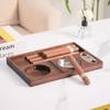 Luxury Wooden Cigar Ashtray Set with Cutter and Whiskey Glass Holder, Portable Walnut Cigar Tray for Men, Father's Day Gift