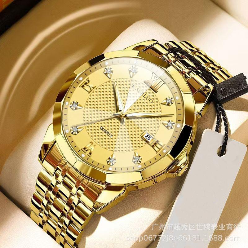 Fashion British Style Men'S Calendar Watch Personality Trend Quartz Steel Belt Watch Men'S Casual Business Watch