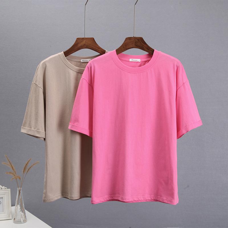 Tricou cu mânecă scurtă pliat de vară Hirsionsan, pentru femei, din bumbac confortabil, tricouri largi, ocazional, tricou supradimensionat, cu gâtul în formă de O, topuri simple pentru femei