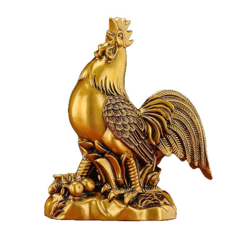 Prosperous Golden Rooster Ornament: Zodiac Rooster Display for Living Room or Office