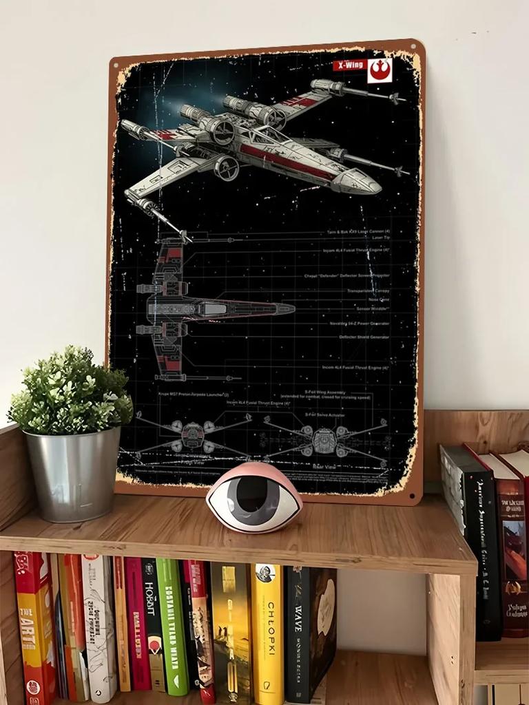 X-Wing Blechschild Flugzeugposter Garagendekoration Wohnzimmer Individuelle Metallschilder zur Wandkunstdekoration Badezimmerdekor