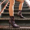 Fashion Temperament Patent Leather Fine Heel Single Boots Women's Fashion Pointed Toe Side Zip Anti-Slip Wear-Resistant