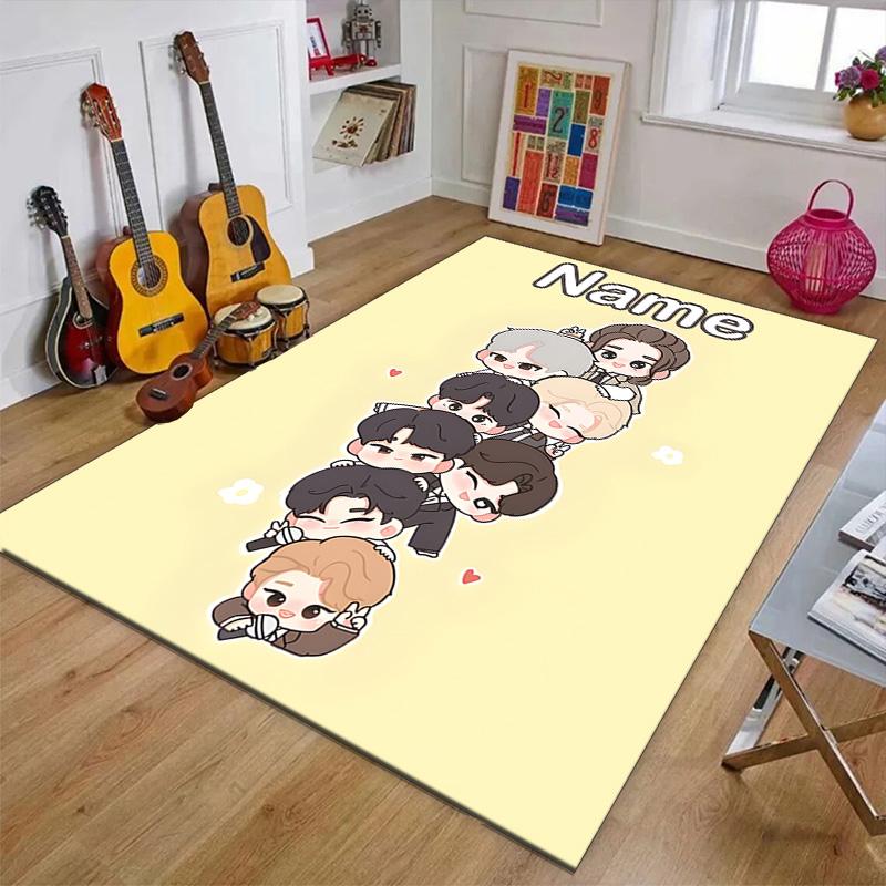 Custom Kpop Team Mat Personalized Name, Polyester Washable Indoor Entryway Rug, Gift for Christmas, Easter, Thanksgiving Day