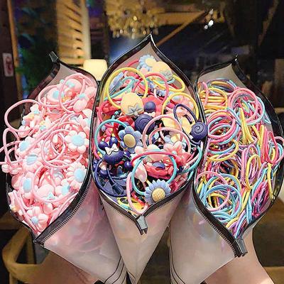 30/100/1000 Adet/torba Renkli Sevimli Güzel Küçük Tek Kullanımlık Saç Bantları Scrunchie Kız Çocuklar Elastik Lastik Bant At Kuyruğu Tutucu Kravat Saç Aksesuarları
