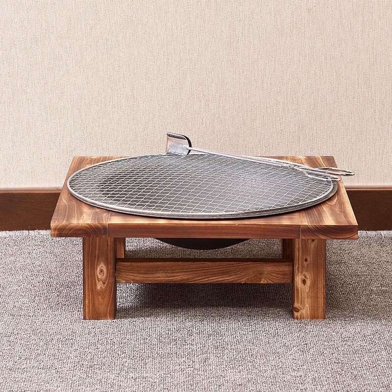 Solid Wood Cast Iron Charcoal Fire Pit Stove for Indoor Heating and Tea Boiling