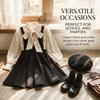 Spring And Autumn Style Fashionable Bowknot Suspender Dress Set For Older Girls And Little Girls