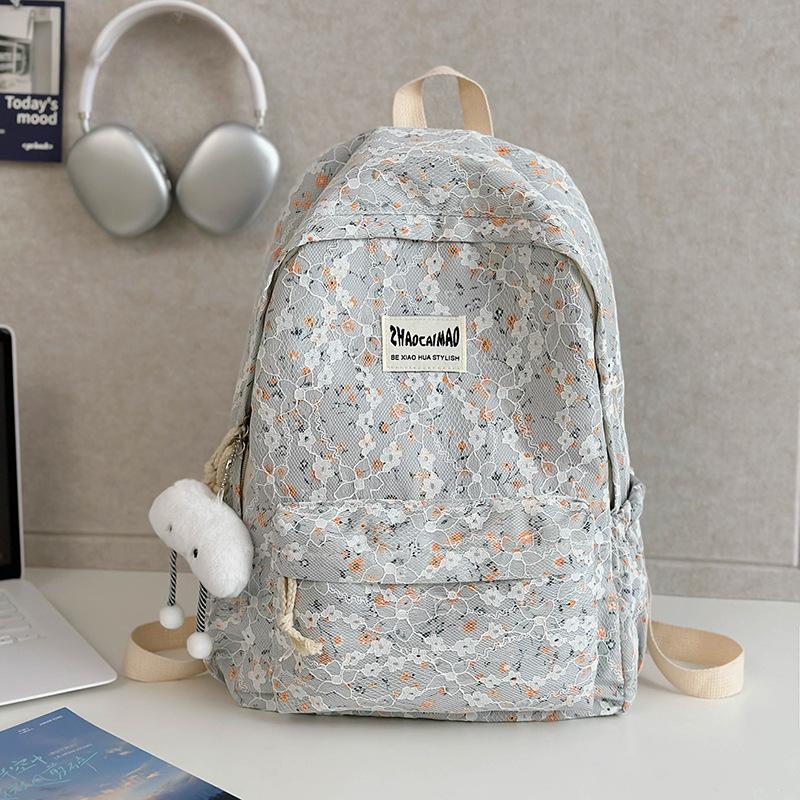 High-value schoolbag female college student small fresh floral backpack fashionable lightweight large-capacity high school travel backpack