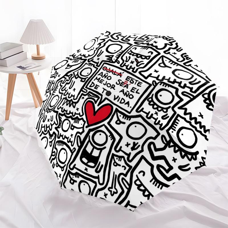 1pc Monster Heart Automatic Open/Close Umbrella Compact Folding Umbrella, All-Season Portable Umbrella for Women/Men F1124204