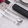 3pcs 410 Stainless Steel Portable Cutlery Set Mirror Polished Edge Rounded Comfortable Knife Fork And Spoon Three Piece Set