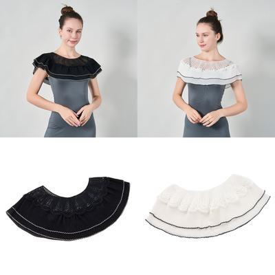 Fashion Lace Trim Shawl Hollowout Neck Scarf Breathable Poncho Lace Shawl Women Formal Party Collar Shawl Shoulder Wrap