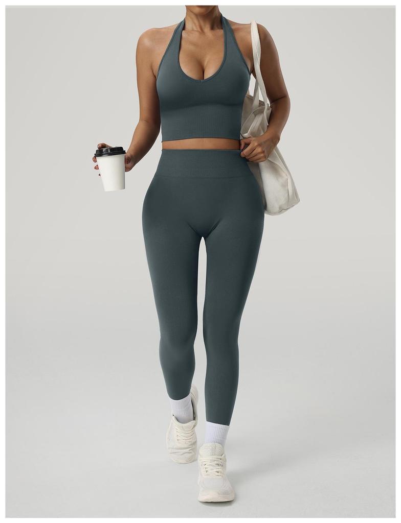 Women's High-Impact Seamless Halter Neck Sports Bra