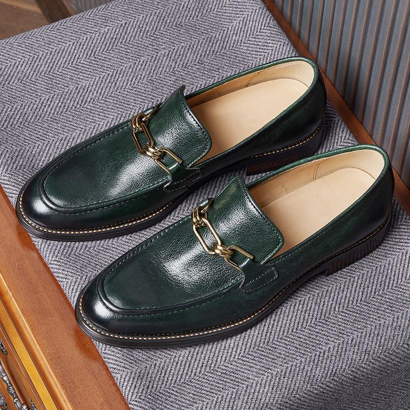 Business Casual Dress Leather Shoes Commuting Daily Soft Sole Soft Surface Top Cowhide Loafers Fashion Trend