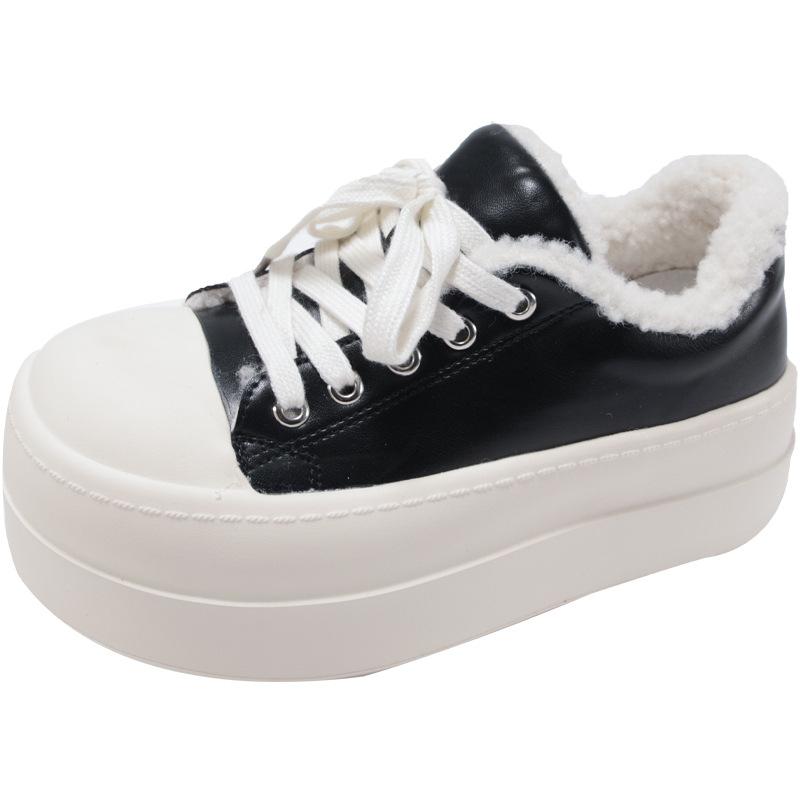 Thick-soled Big-headed Shoes Women's New Winter Sports Shoes Fashionable Warm and Heightening Casual Board Shoes