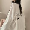 Women's Round Neck Long Sleeve Tunic Tee Loose Fit Casual Letter Print Top Oversized T-Shirt