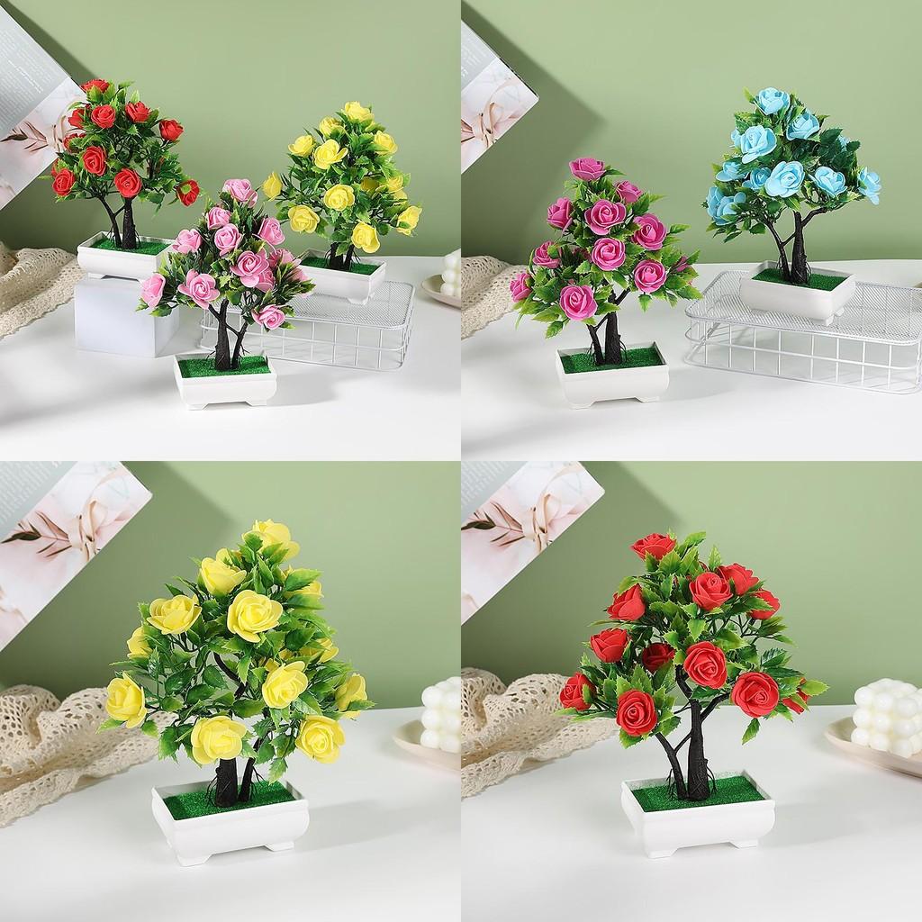 Artificial Potted Rose Plant With Durable Plastic Foam For Home Decor And Gifts