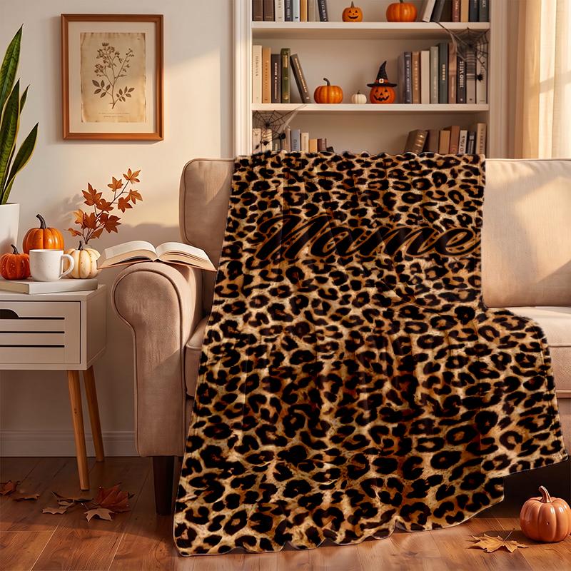 Trendy Leopard Print Custom Flannel Blankets Soft Warm Cozy Throws for Home Decor Holiday Gifts