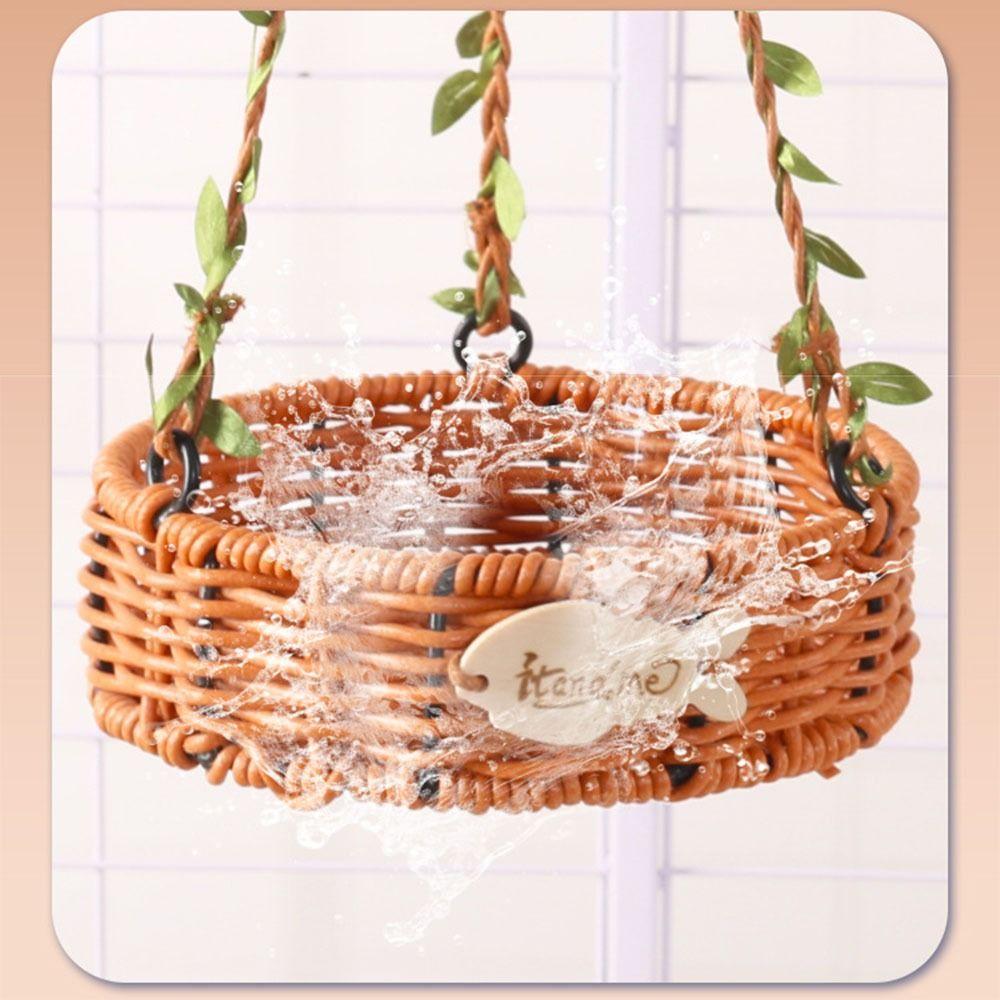 Vintage Imitation Rattan Pet Bird Nest Hand-Woven Round/Square Bird Hammock for Cage Adjustable Washable Bird Sleeping Hut Cage