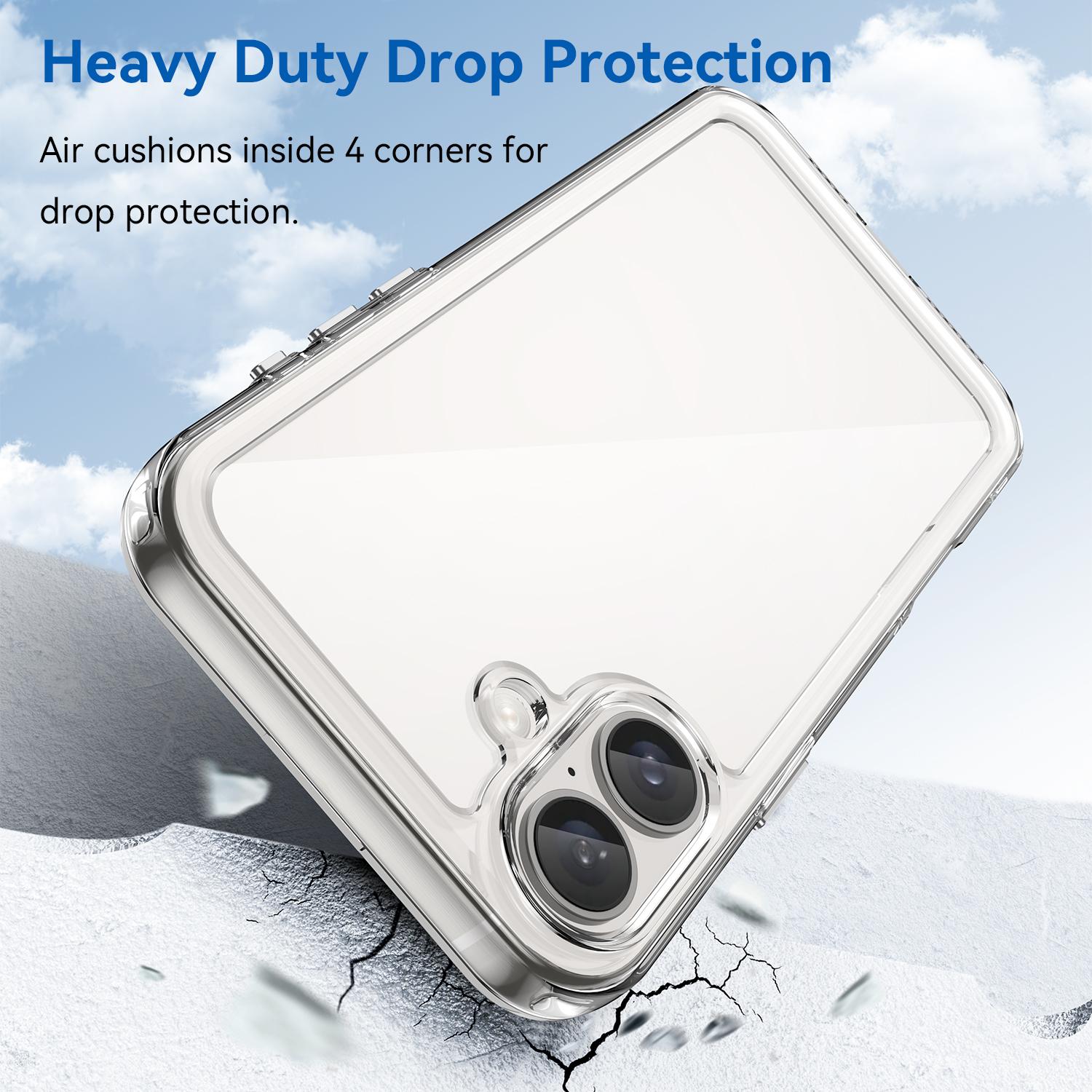 

For iPhone 16 Plus Case TPU Frame Clear Acrylic Back Phone Cover Transparent