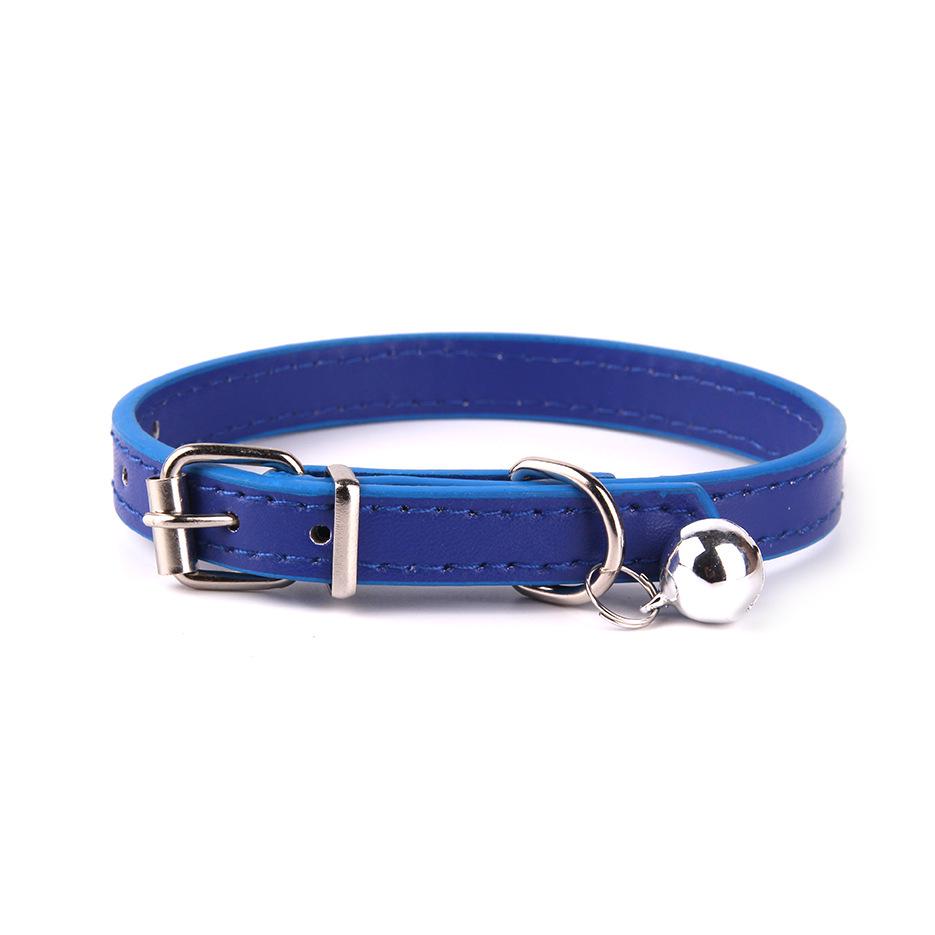 Crosspu Mehrfarbiges Lederhunde Halsband mit Glocke - Einfaches, flaches Design für Haustiere