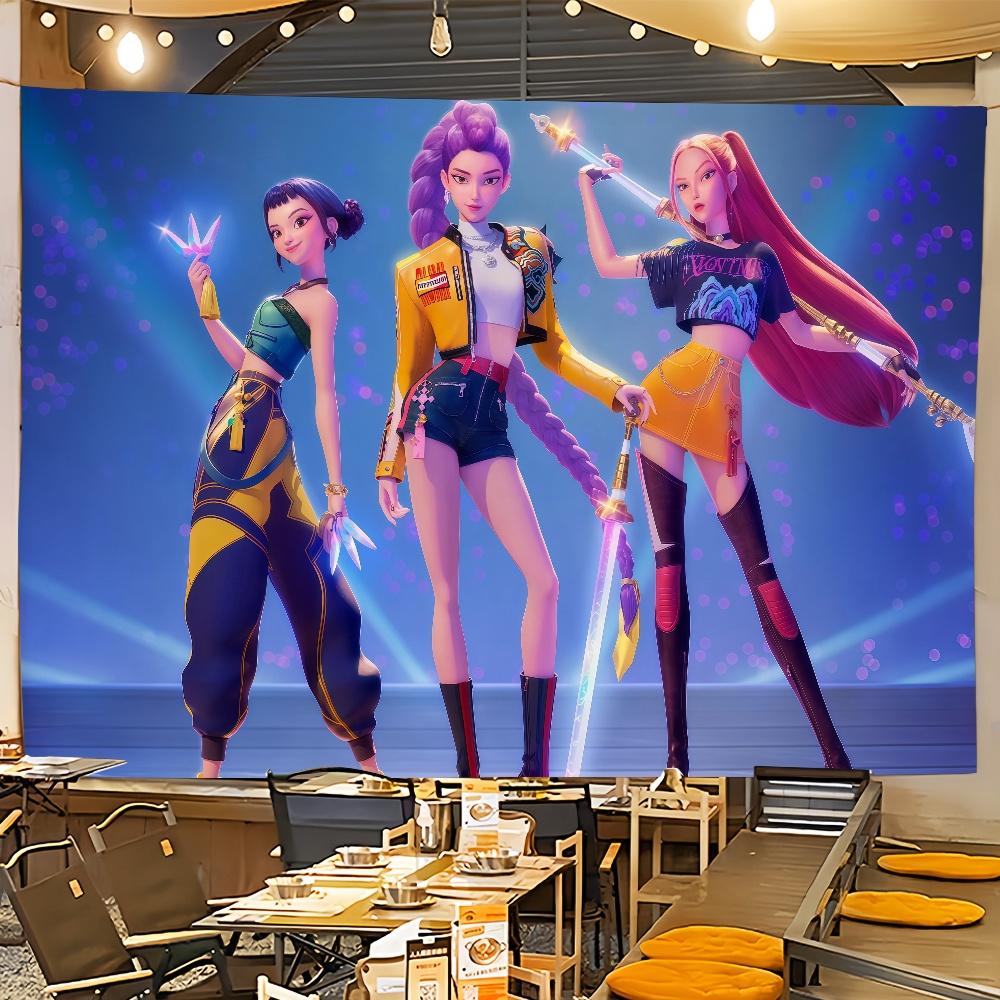 Anime Tapestry  Art K-kpop D-demon H-hunters Flag For Room Dorm Camping Party Garage Bar Picnic Decoration Banner Wall Tapestry