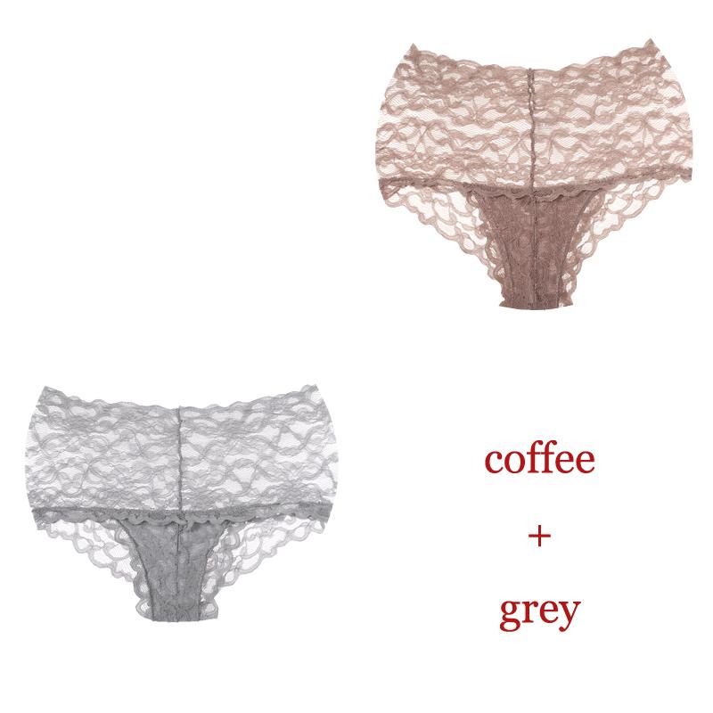 

CINOON 2 шт./лот Новые трусики Женское кружевное нижнее белье Сексуальные трусы с высокой посадкой Вышивка Стринги Нижнее белье Однотонное Прозрачное Женское белье XL