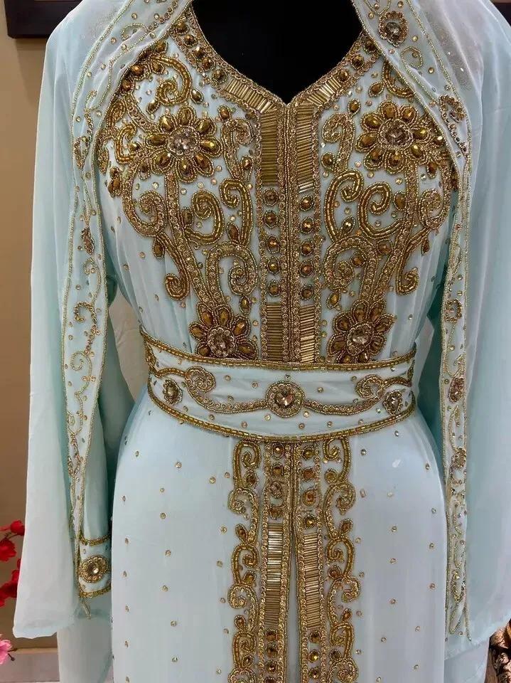 

Фараша Кафтан Дубай Море Зеленого Новое Марокканское Стильное Платье Жоржет Абая Платье M салатный